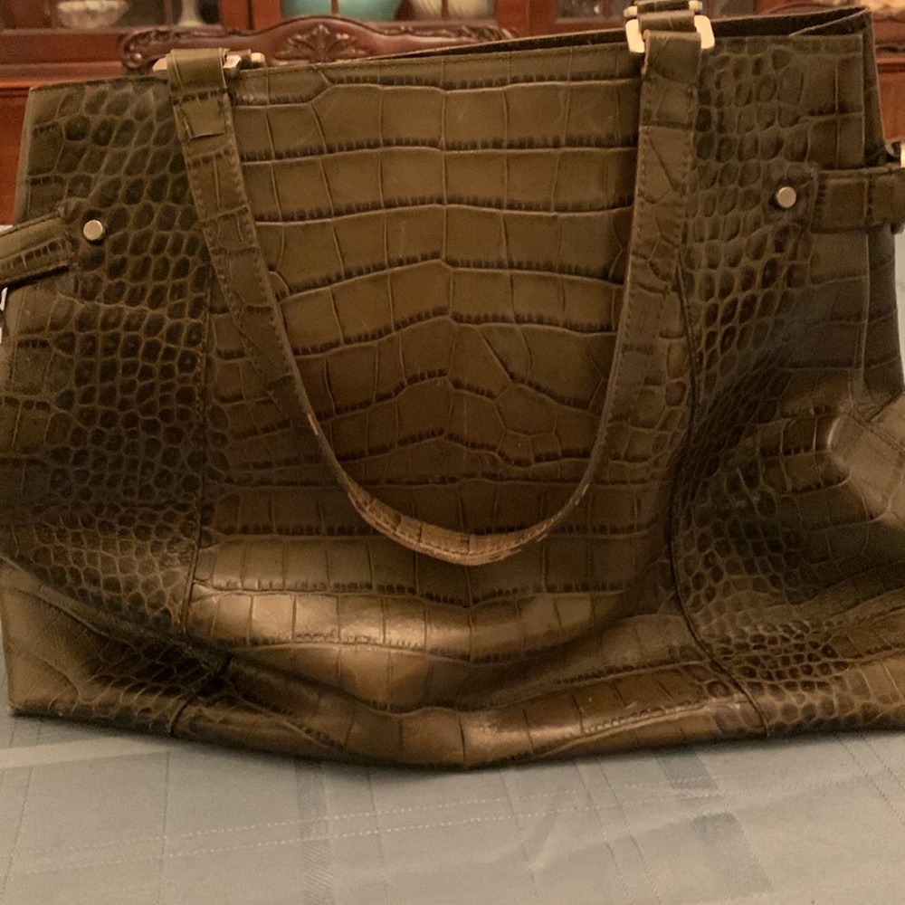 Almost new Olive Green Faux Alligator leather shoulder bag